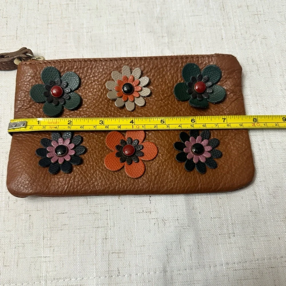 Floral Embellished Brown Wristlet - Picture 9 of 9
